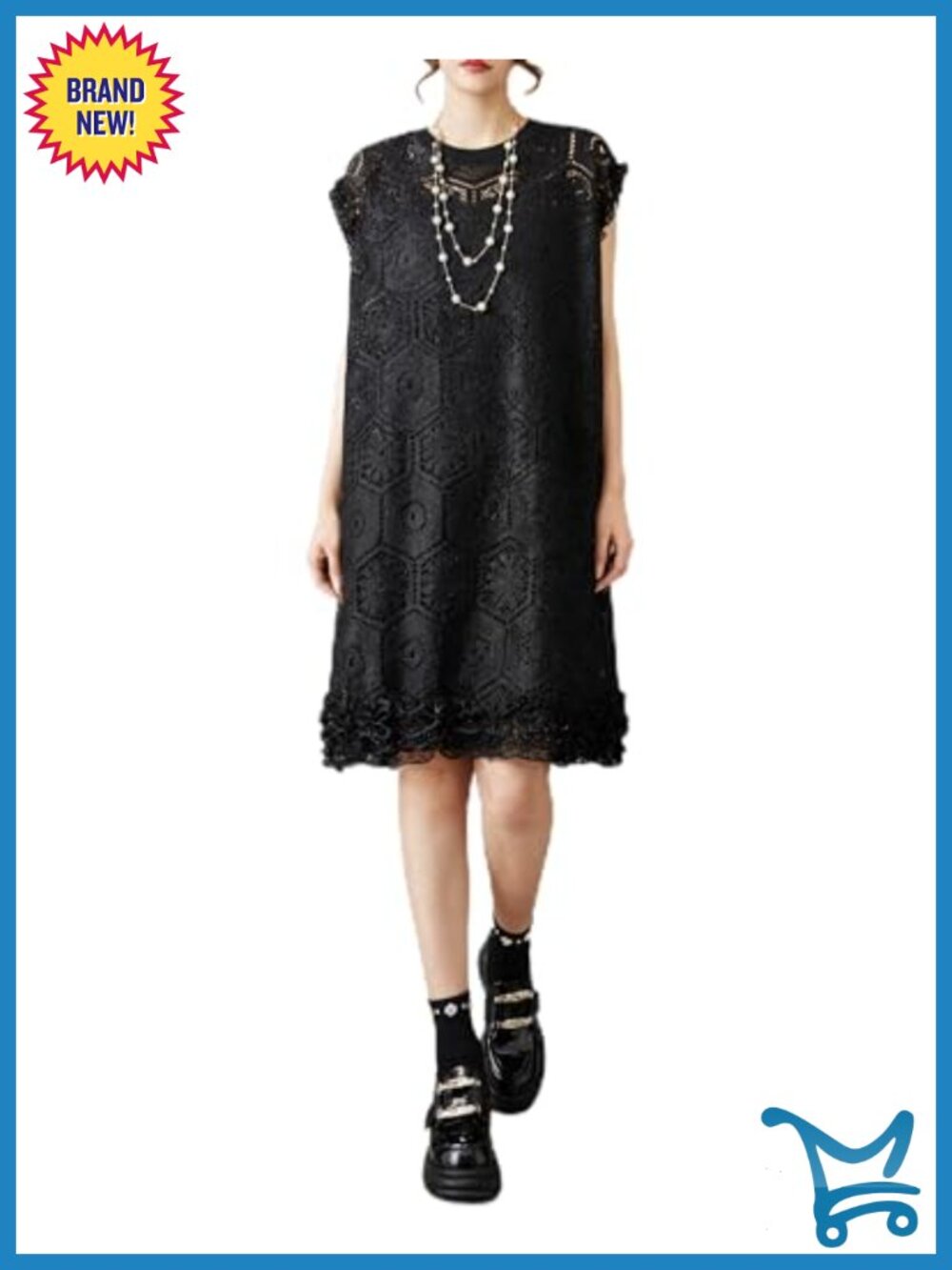 Crochet Lace Sleeveless Dress Hollow Out Ruffle Hem Plus Size A Line